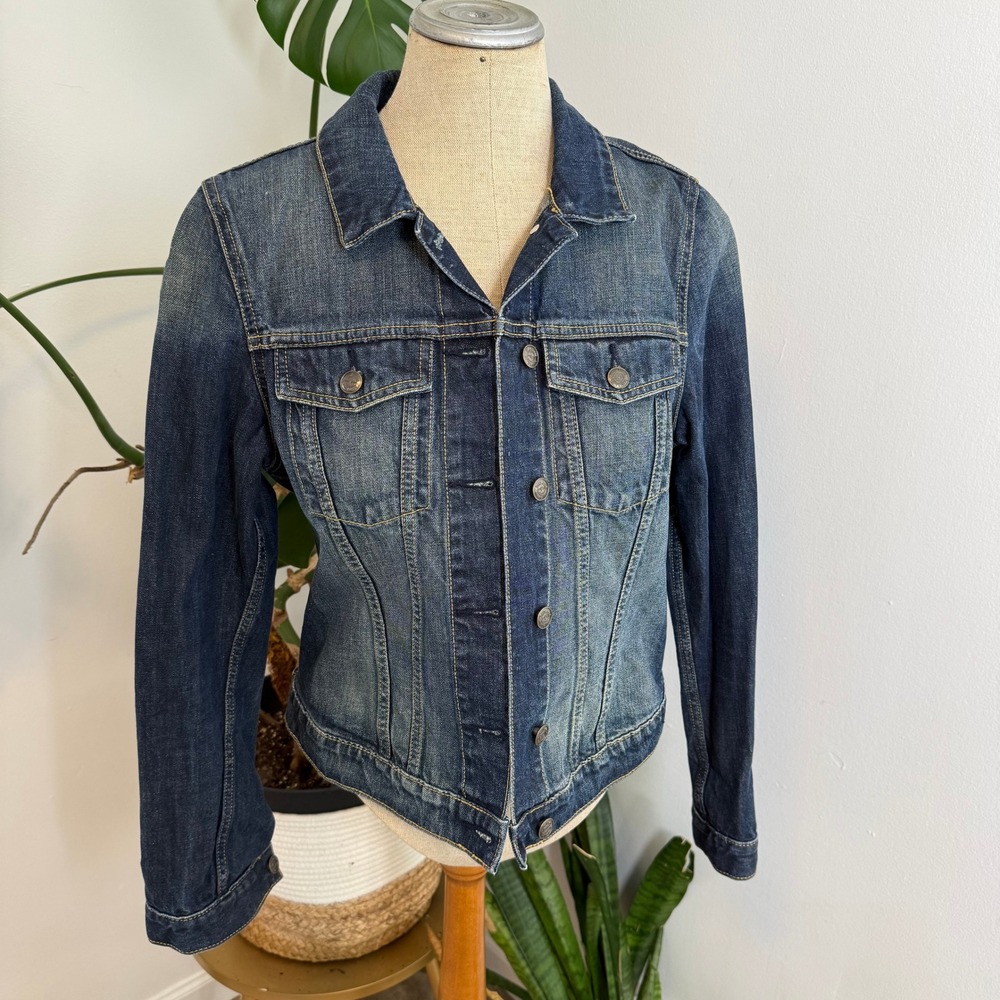 Billy Blues Women's Denim Jacket Medium‎ Wash Classic Trucker Style Size L